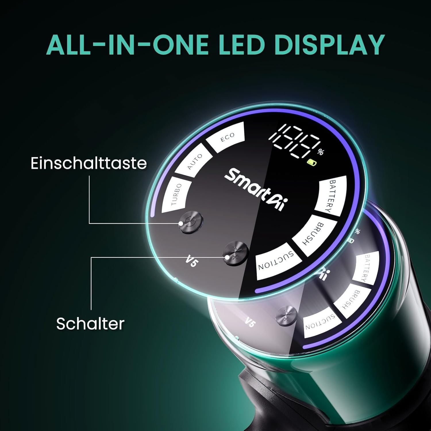 SmartAI V5 Akku Staubsauger, all ine one