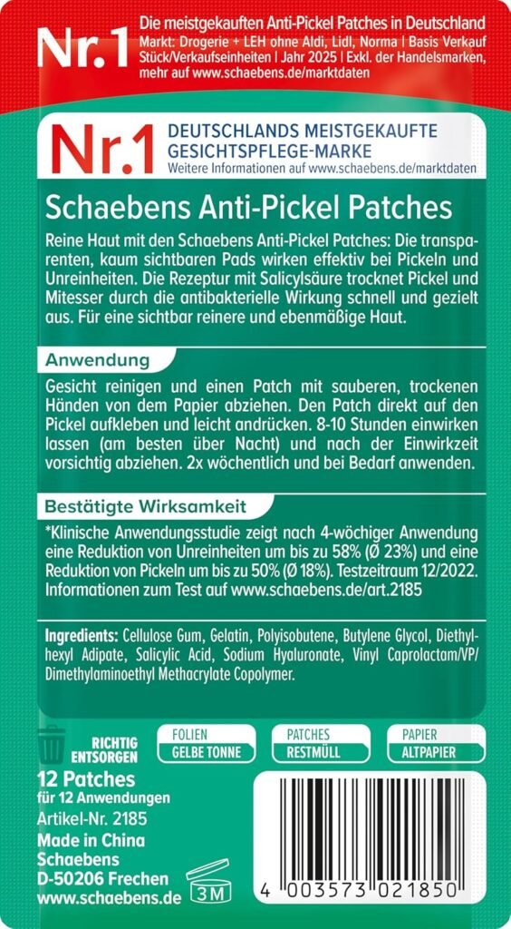 Schaebens Reine Haut Anti-Pickel Patches die Soforthilfe gegen Pickel mit Salicylsäure für unreine Haut Bewertung