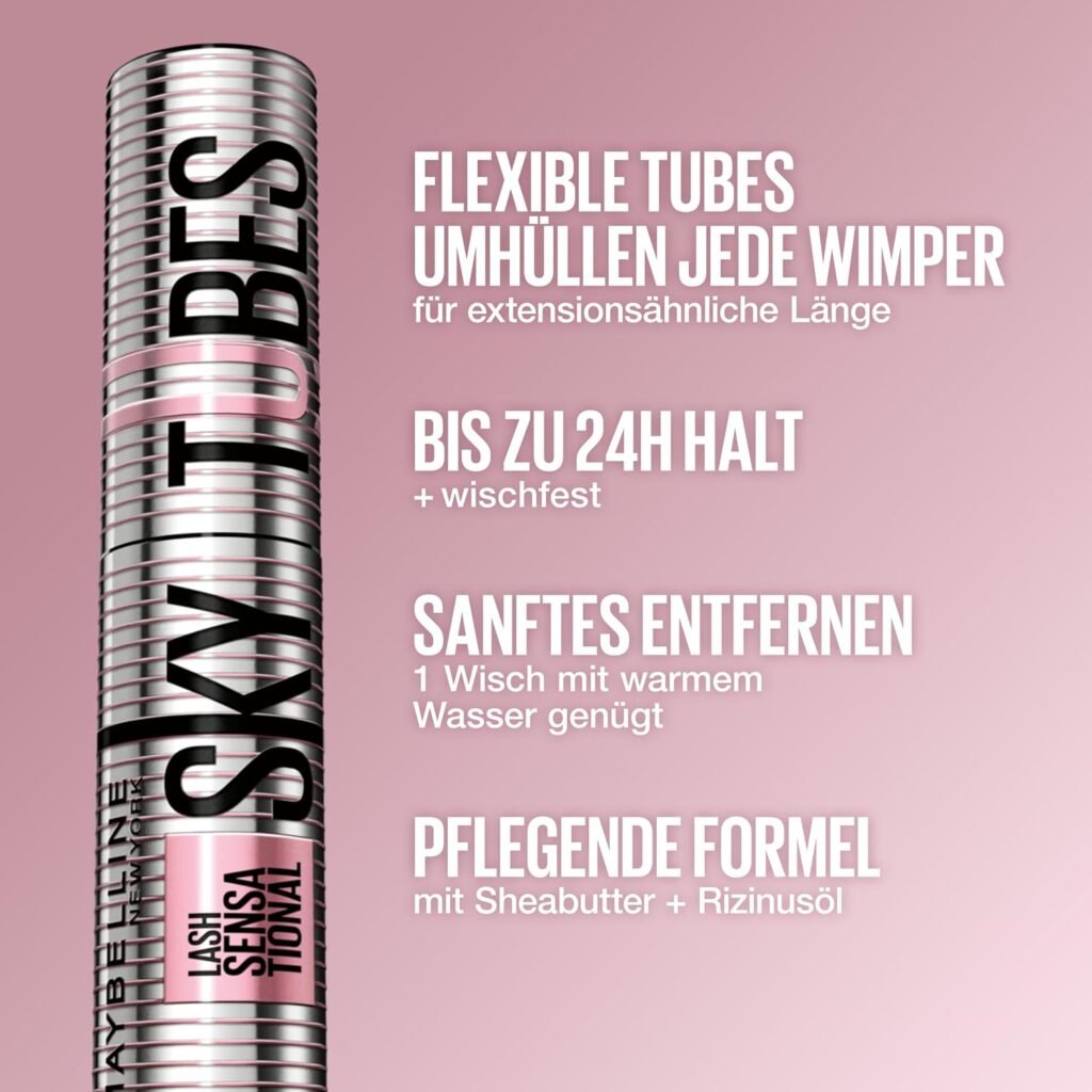 Maybelline New York Sky Tubes Mascara, maximale Länge, Schwarz, 7,2 ml Bewertung
